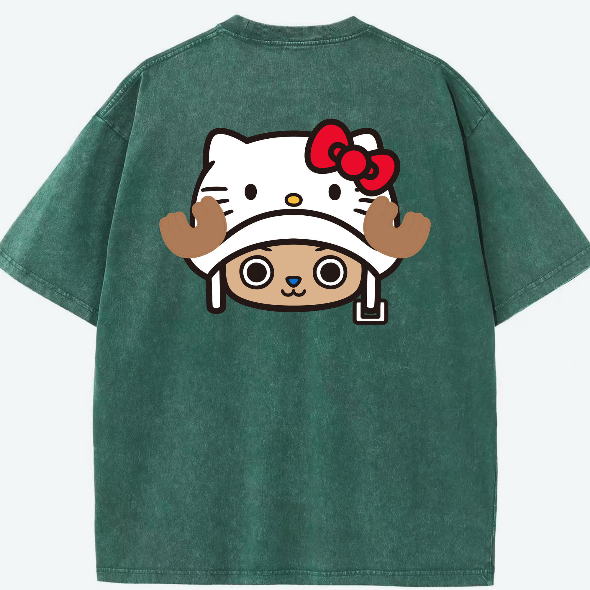 （画像用） Hello Kitty ハローキティ 綿100% ヴィンテージ風 半袖Tシャツ（背面プリント）